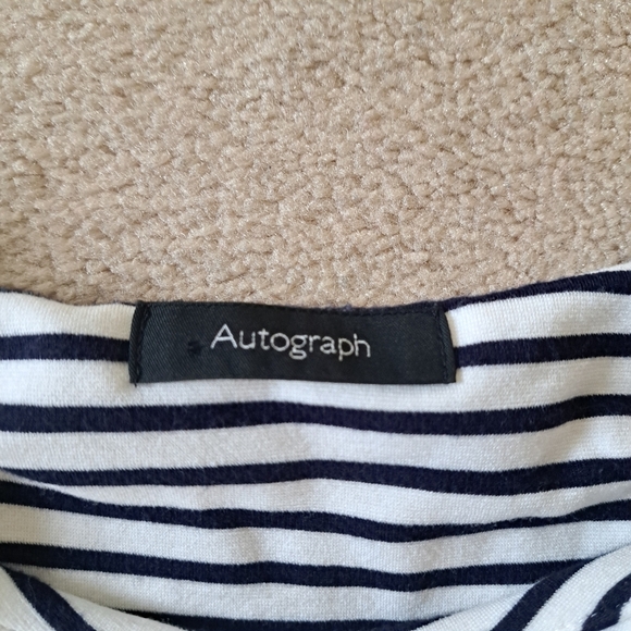 Autograph Striped Top Navy White Womens Medium Large UK 14 Nautical - Picture 9 of 14
